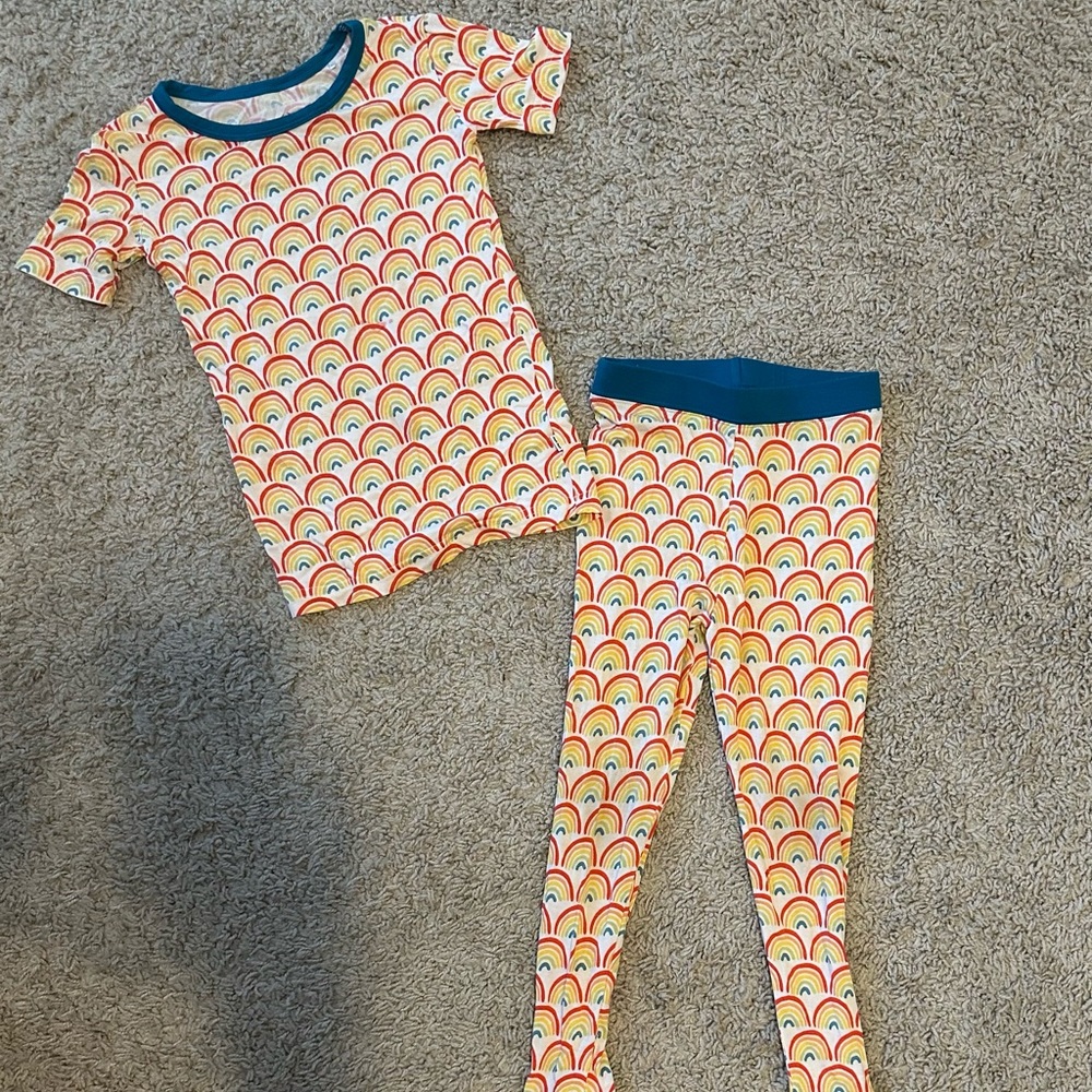Little Sleepies Rainbow Pajamas. Size 3T
